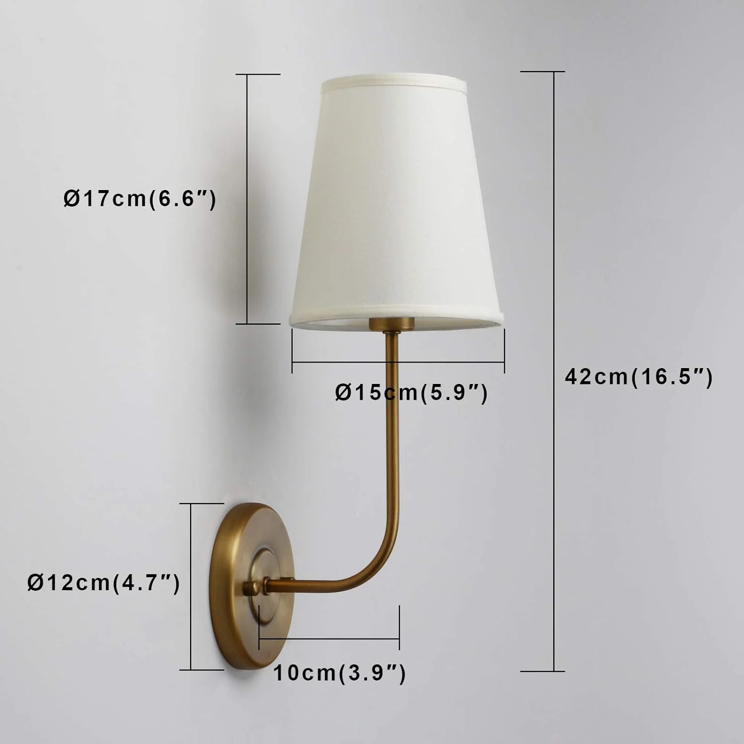 چراغ دیواری روستیک پرمو با سایه بان پارچه ای قیفی بژ، چراغ دیواری دکوری وینتیج برای اتاق خواب، کنار تخت، مطالعه