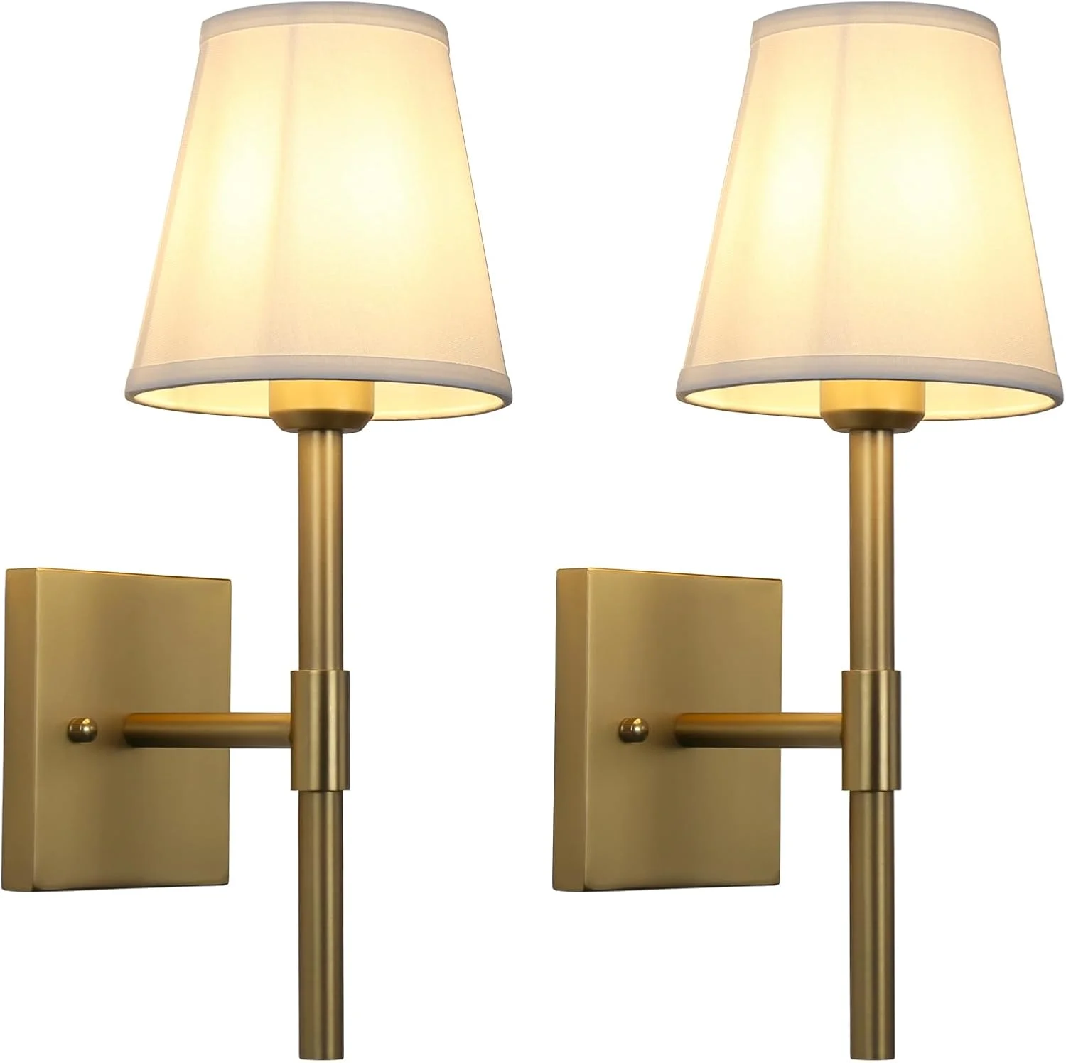 ست 2 عددی چراغ دیواری وینتیج Permo، چراغ دیواری کلاسیک صنعتی، چراغ روشنایی دیواری با سایه پارچه ای سفید برای اتاق خواب، اتاق نشیمن، راهرو (آنتیک)