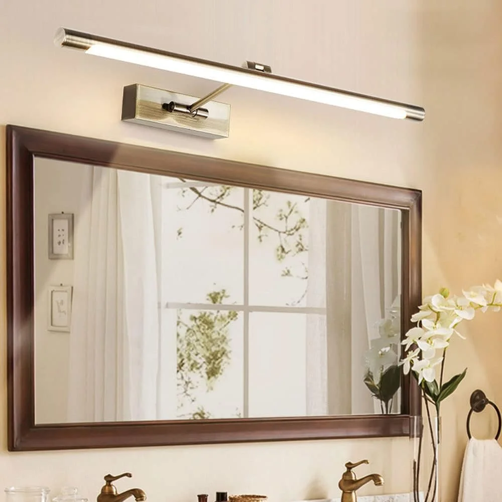 چراغ دیواری LED وینتیج حمام ضد آب، چراغ های دیواری روشویی قابل تنظیم، چراغ های دیواری کابینت آینه ای برنزی، چراغ های دیواری داخلی میز آرایش، چراغ دیوارکوب کنار تخت