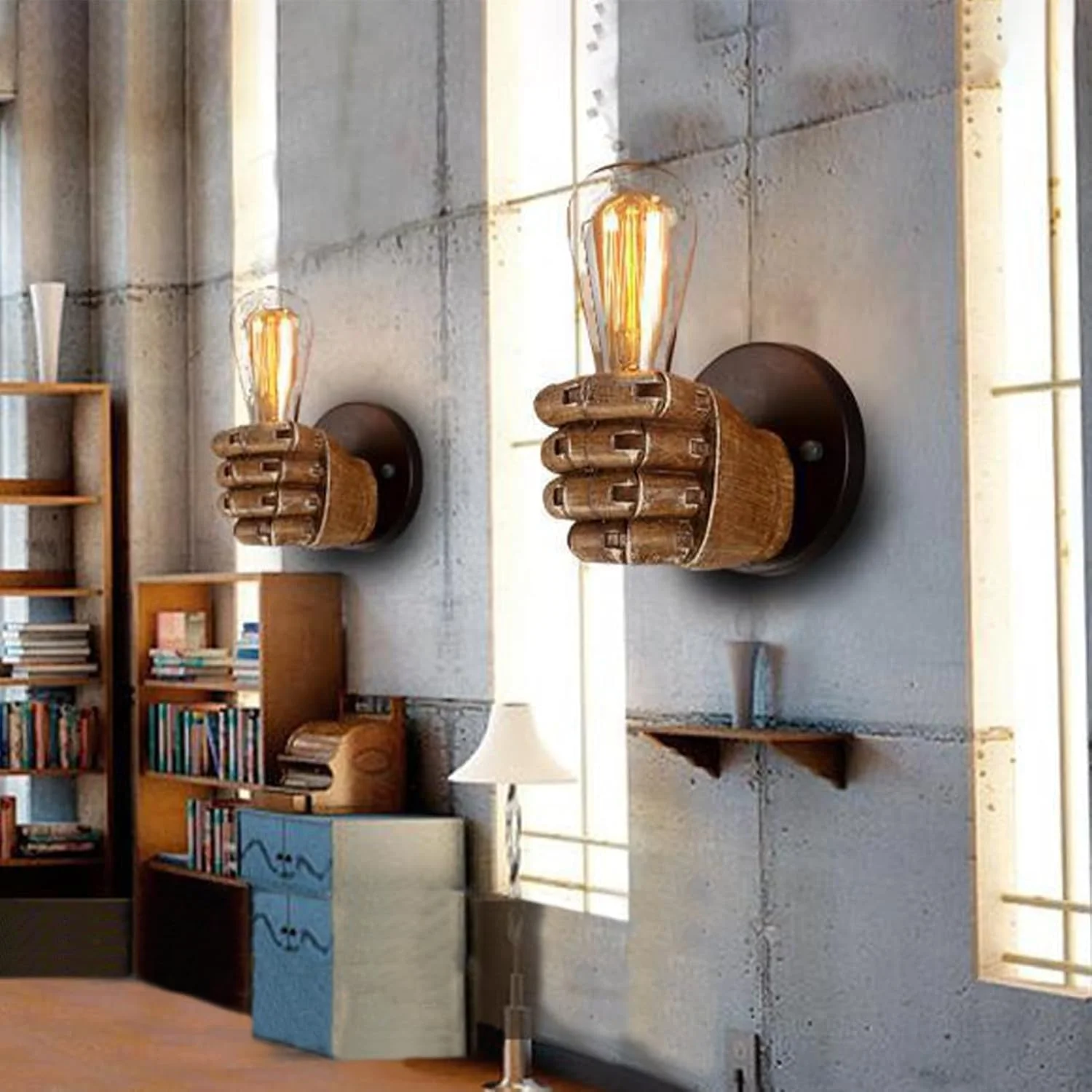 چراغ دیواری شمعدانی قدیمی، چراغ دیواری رزینی E27، چراغ دیواری صنعتی با طرح خلاقانه مشت برای اتاق نشیمن، اتاق خواب، حمام، چراغ های دیواری دکوراتیو (کلاس انرژی F، بدون لامپ) چراغ دیواری شمعدانی قدیمی، چراغ دیواری رزینی E27، چراغ دیواری صنعتی با طرح خلاقانه مشت برای اتاق نشیمن، اتاق خواب، حمام، چراغ های دیواری دکوراتیو (کلاس انرژی F، بدون لامپ)