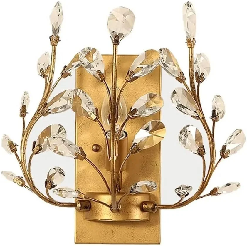 چراغ دیواری شمعدانی کریستالی سبک قدیمی، چراغ دیواری کریستالی فرفورژه خلاقانه برای اتاق ناهارخوری، اتاق نشیمن، رستوران، ایوان، اتاق خواب (مشکی) (طلایی)