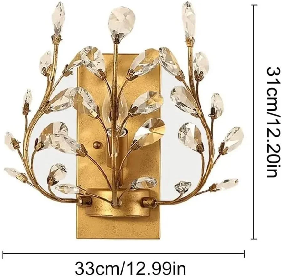 چراغ دیواری شمعدانی کریستالی سبک قدیمی، چراغ دیواری کریستالی فرفورژه خلاقانه برای اتاق ناهارخوری، اتاق نشیمن، رستوران، ایوان، اتاق خواب (مشکی) (طلایی)