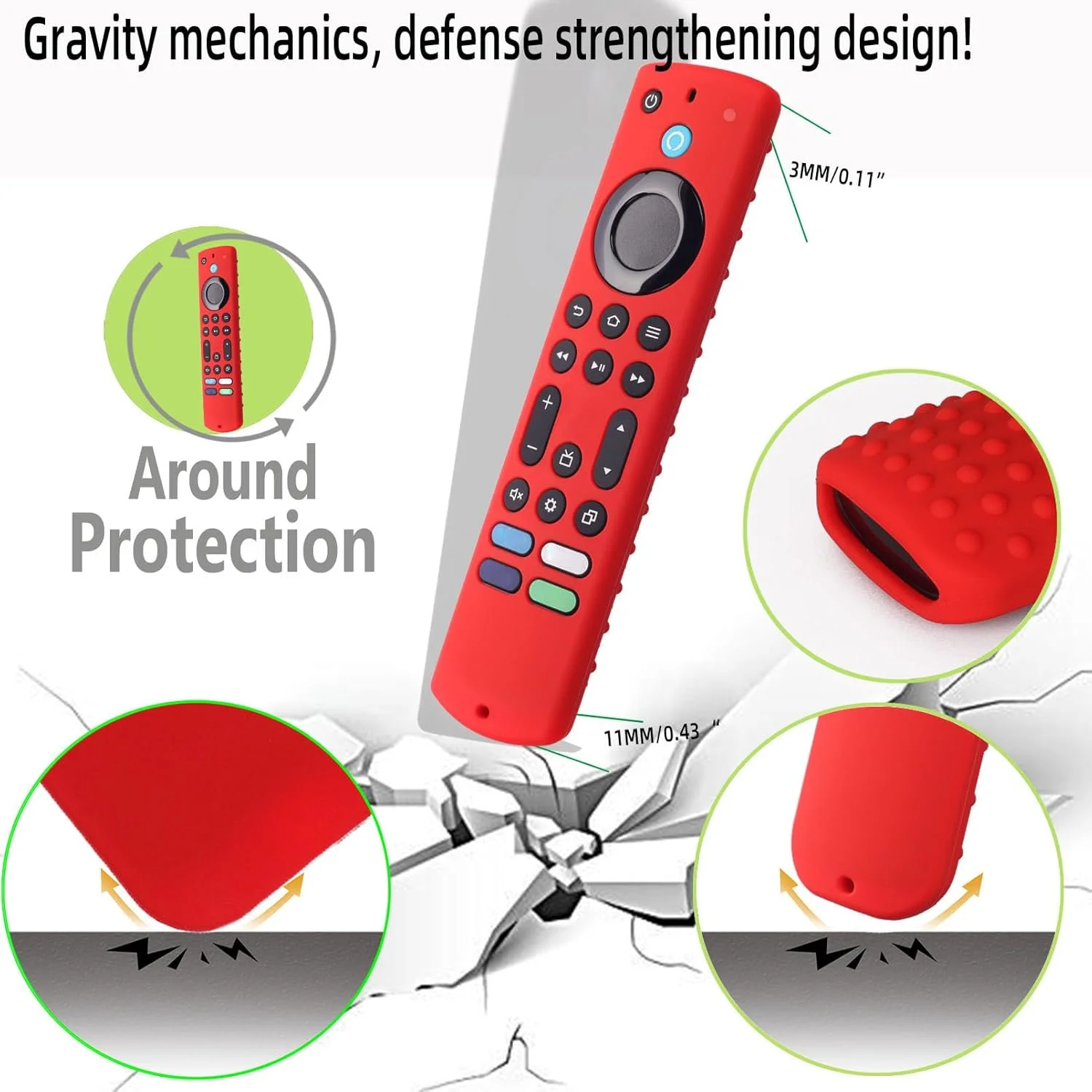 کاور سیلیکونی رنگی مناسب برای کنترل از راه دور فایر استیک 4K Max 2023، قاب سیلیکونی سازگار با Fire TV Stick 4k Max نسل دوم، روکش سیلیکونی Toshiba/Insignia NS-RCFNA-21 همراه با بند (مشکی)