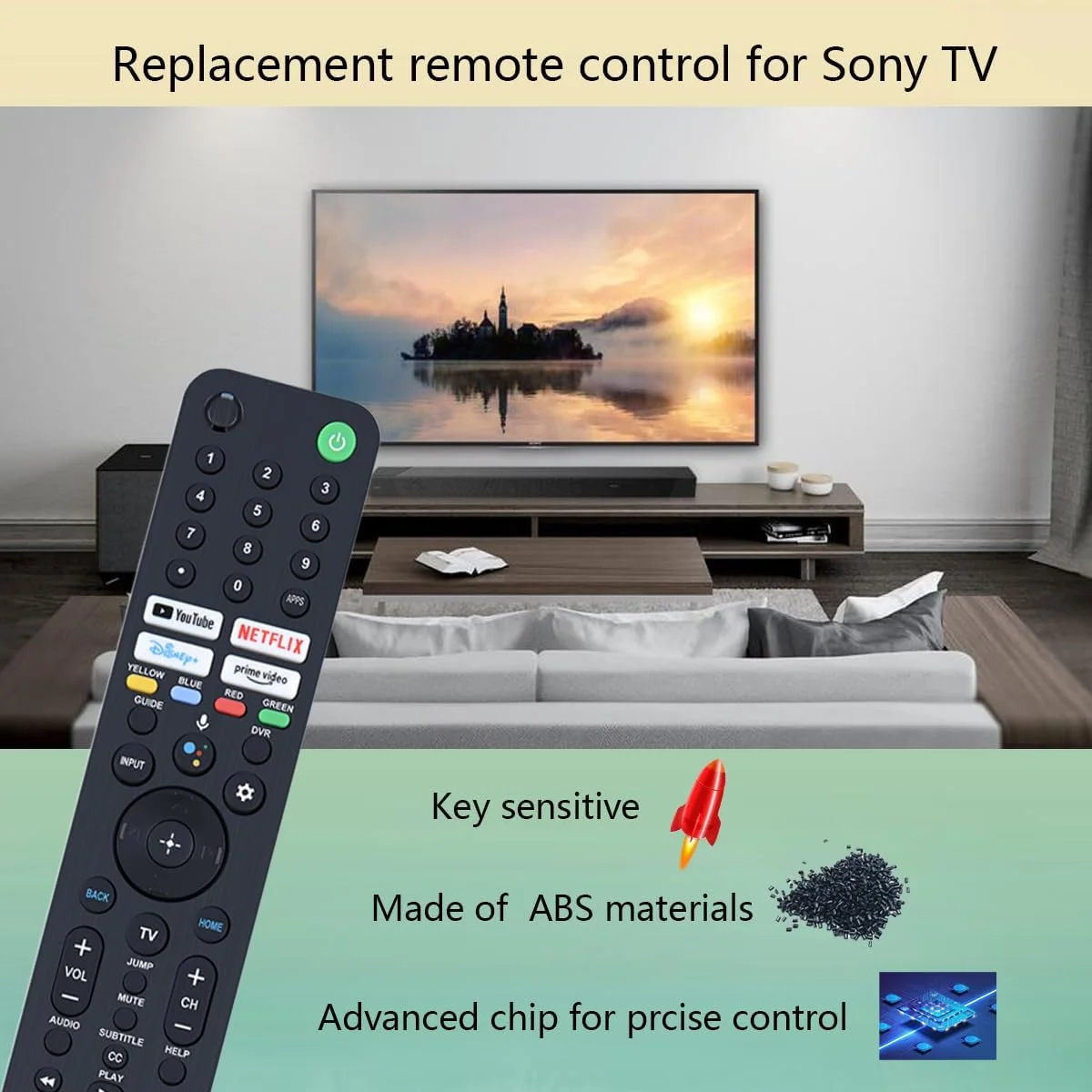 ریموت کنترل صوتی جایگزین GHUST RMF-TX520U برای تلویزیون های هوشمند سونی KD-43X85J KD-50X85J KD-55X75K KD-55X79J KD-55X80CJ KD-55X85J KD-65X75K KD-65X80CJ KD-65X80J KD-65X85J XR-75X90CJ XR-75X90J XR-75X94J