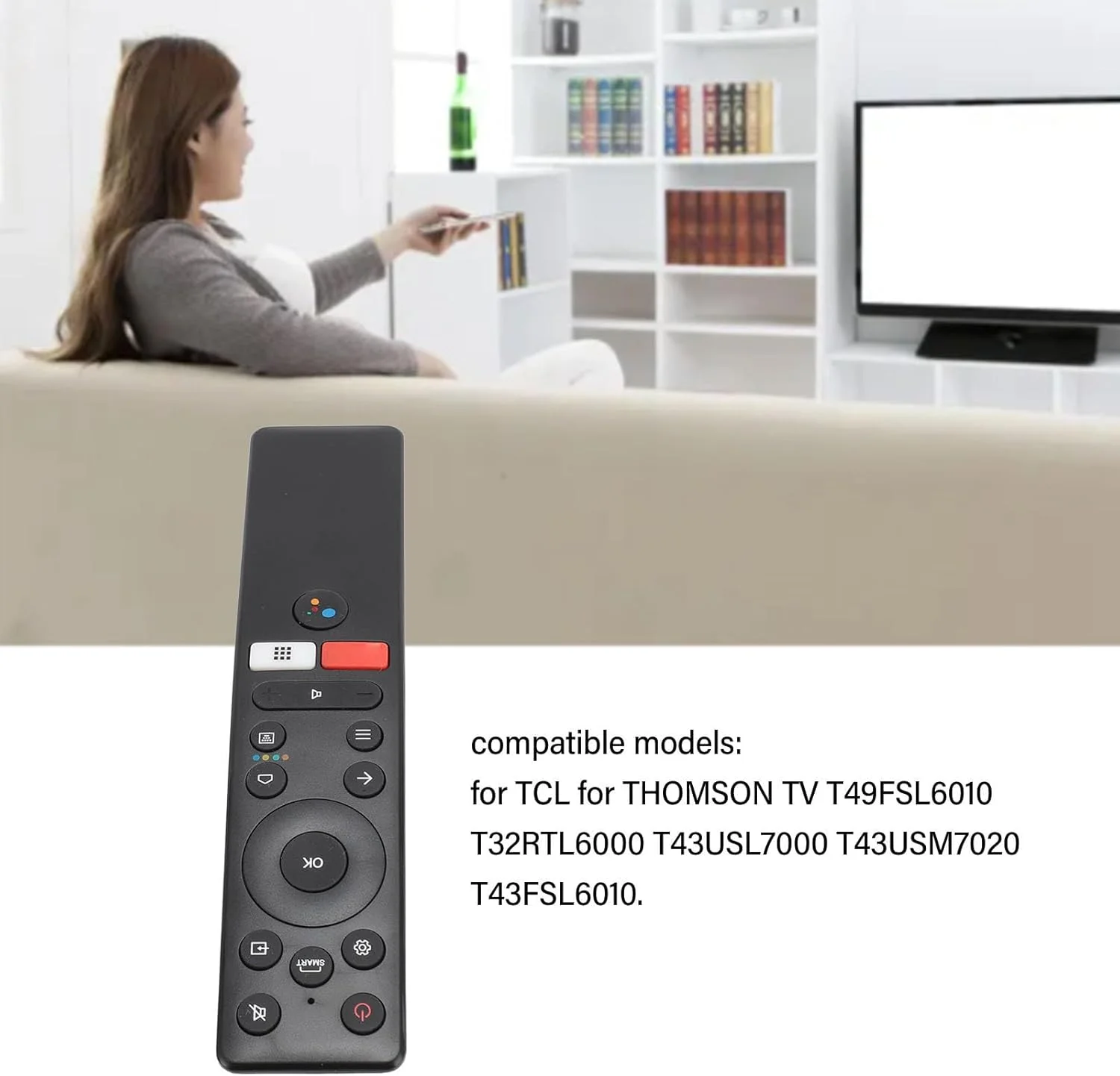 ریموت کنترل جایگزین Goshyda RC890، ریموت کنترل تلویزیون سازگار با تلویزیون های THOMSON مدل T49FSL6010 T32RTL6000 T43USL7000 T43USM7020 T43FSL6010