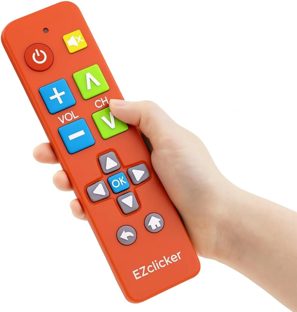 ریموت کنترل تلویزیون یونیورسال با دکمه های بزرگ - سازگار با تلویزیون سامسونگ (قرمز)، ساده و آسان برای استفاده (2 عدد باتری AAA شامل نمی شود)