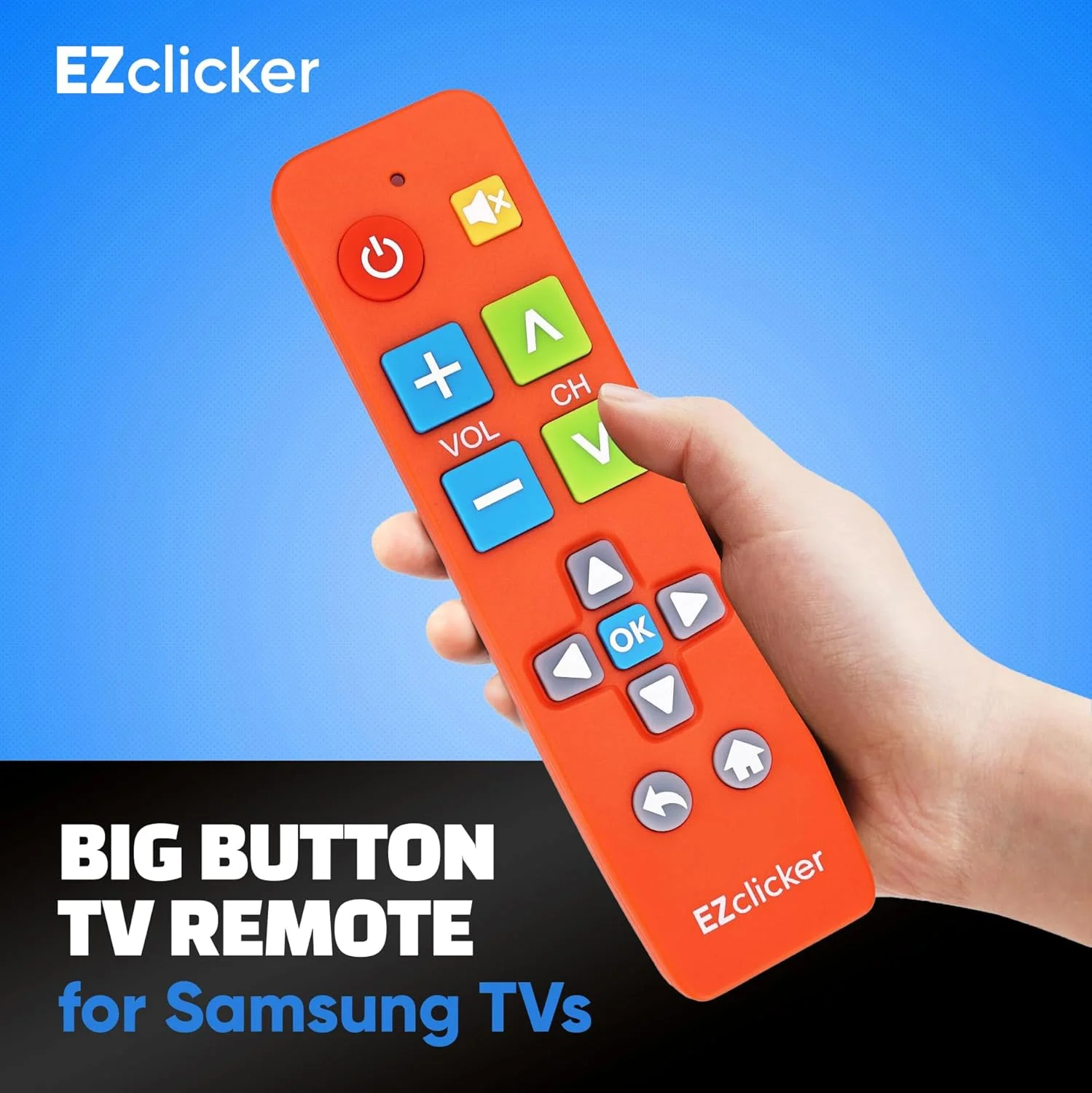 ریموت کنترل تلویزیون یونیورسال با دکمه های بزرگ - سازگار با تلویزیون سامسونگ (قرمز)، ساده و آسان برای استفاده (2 عدد باتری AAA شامل نمی شود)