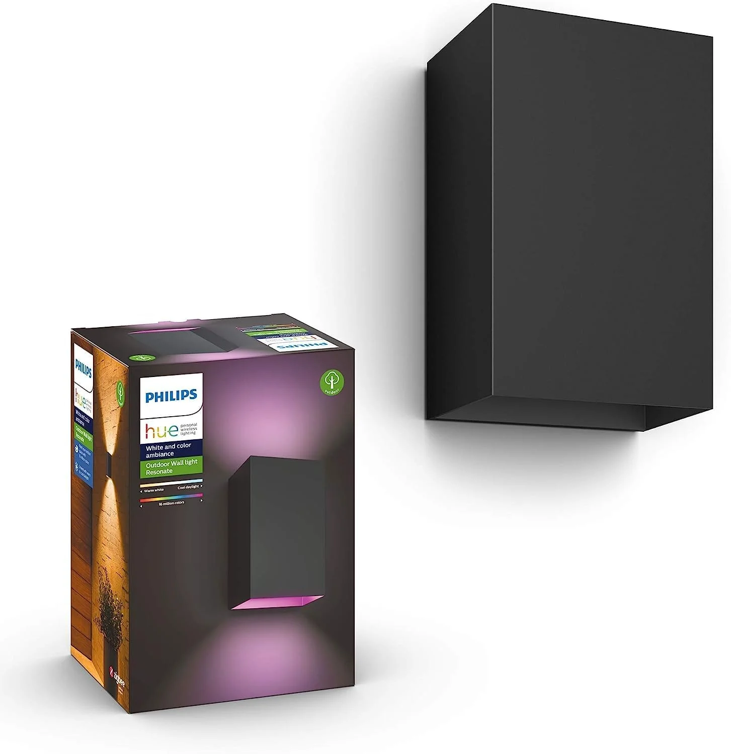 چراغ دیواری هوشمند LED Philips Hue Resonate White and Colour Ambiance، مناسب فضای باز، مشکی، سازگار با Alexa، Google Assistant و Apple HomeKit