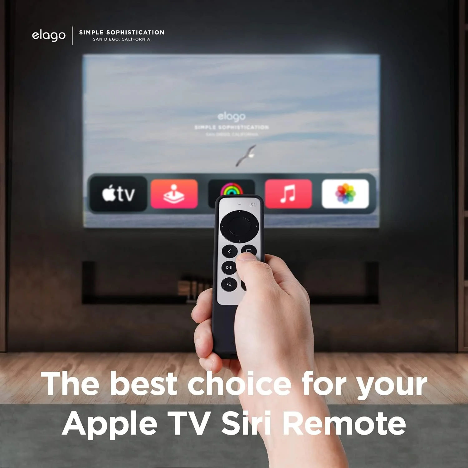 کاور محافظ باریک Elago R2 سازگار با ریموت سیری Apple TV 4K HD نسل سوم (2022) و ریموت سیری Apple TV نسل دوم (2021) دسترسی کامل به تمام عملکردها - مشکی
