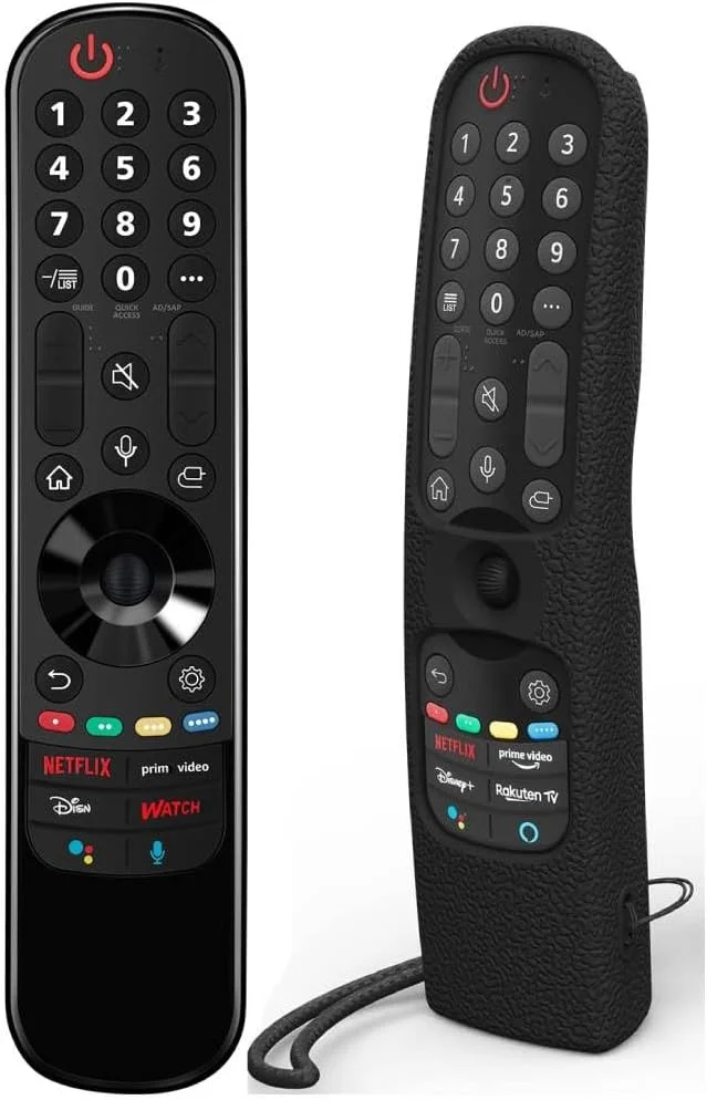 ریموت کنترل جادویی ال‌جی سازگار با بسیاری از مدل‌ها، کلیدهای میانبر نتفلیکس و پرایم ویدیو، گوگل/الکسا به همراه محافظ کنترل تلویزیون