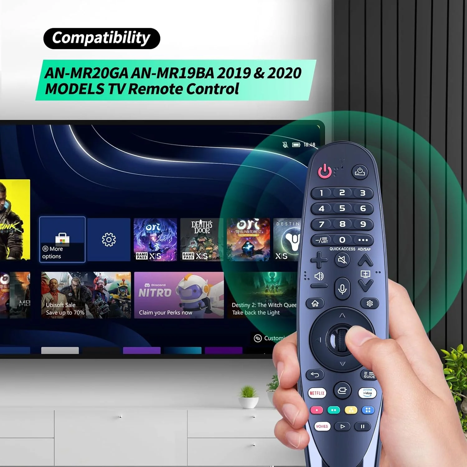 ریموت کنترل جادویی صدا مناسب برای تلویزیون های هوشمند ال جی مدل های AN-MR20GA AN-MR19BA، با عملکرد اشاره گر و صدا
