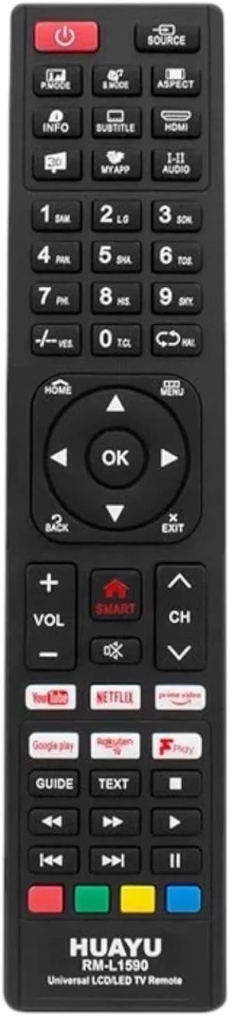 ریموت کنترل جایگزین یونیورسال BURAQ سازگار با تمام تلویزیون های هوشمند LCD LED (نیازمند جفت سازی)