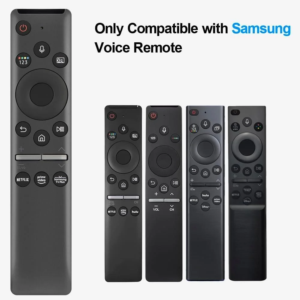 ریموت کنترل صوتی جهانی BURAQ برای تلویزیون سامسونگ، مناسب برای تمام تلویزیون های LED QLED UHD SUHD HDR LCD HDTV 4K 3D Curved Smart سامسونگ، با دکمه های میانبر برای نتفلیکس، پرایم ویدیو، سامسونگ پلاس