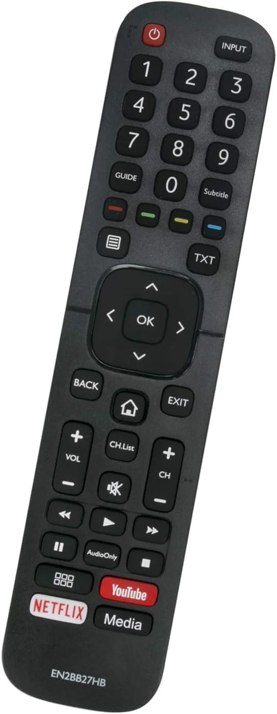 ریموت کنترل جایگزین تلویزیون هایسنس مدل BURAQ EN2BB27H سازگار با مدیا، یوتیوب، نتفلیکس H32A5600 H39AE5500 H32A5600UK H43A5600 H65A6100 H43AE6030 H50A6100 H55A6100 H43A6100 H43AE5500 H39A5600UK