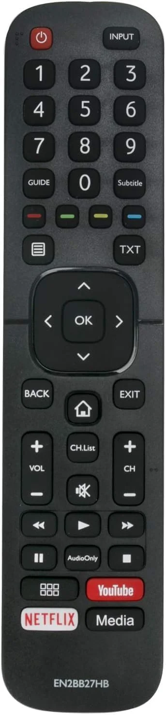 ریموت کنترل جایگزین تلویزیون هایسنس مدل BURAQ EN2BB27H سازگار با مدیا، یوتیوب، نتفلیکس H32A5600 H39AE5500 H32A5600UK H43A5600 H65A6100 H43AE6030 H50A6100 H55A6100 H43A6100 H43AE5500 H39A5600UK