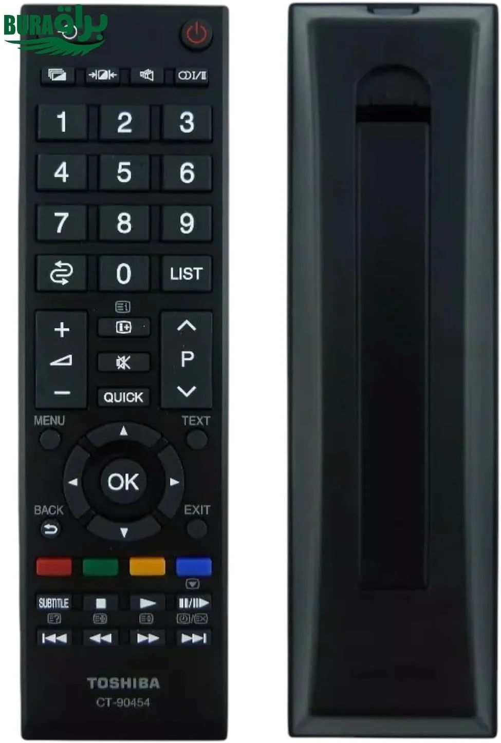 ریموت کنترل جایگزین BURAQ CT-90454 مناسب برای تلویزیون های هوشمند ال سی دی ال ای دی توشیبا مدل های 37AV616DB 40LV665DB 42AV635DB 42HL800A 42RV635DB