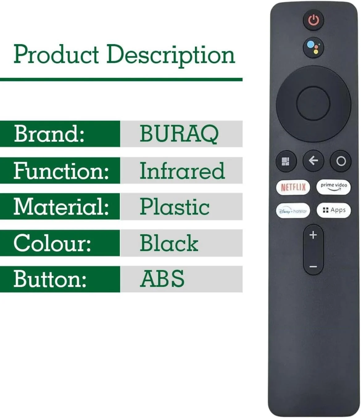 ریموت کنترل جایگزین BURAQ سازگار با شیائومی Mi TV Stick Mi TV Box 4S 4K با بلوتوث، کنترل جستجوی صوتی و کلیدهای میانبر اختصاصی برای پخش جریانی محبوب