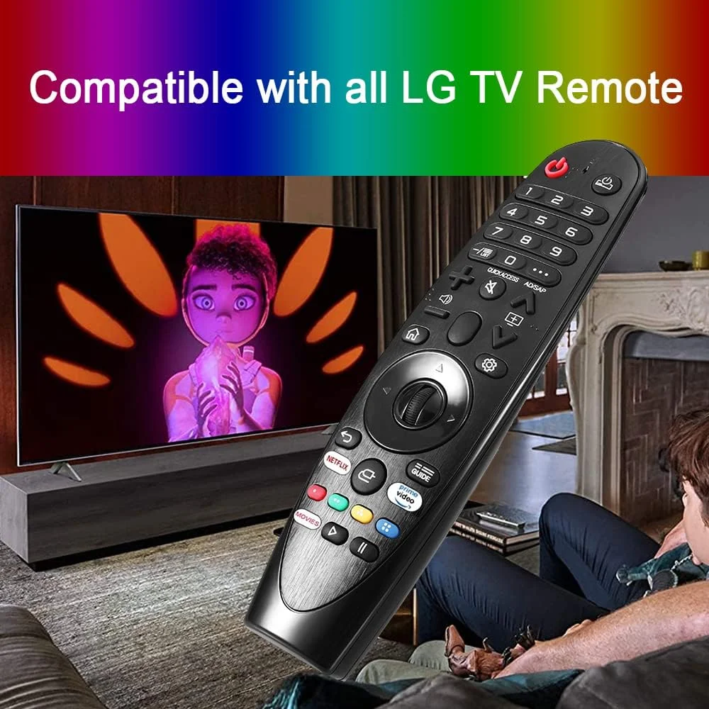 کنترل از راه دور جهانی AZMKIMI سازگار با تلویزیون های ال جی مجیک و تلویزیون های هوشمند دارای دکمه برای نتفلیکس، پرایم ویدیو و فیلم