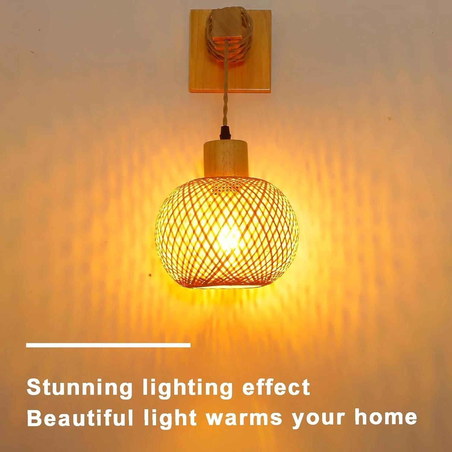 چراغ دیواری بامبو NALACAL به سبک بوهو، چراغ دیواری بامبو به سبک ژاپنی، چراغ دیواری فانوسی طناب نایلونی وینتیج برای اتاق نشیمن، سرپیچ لامپ E27، چراغ دیواری بافته شده با دست برای اتاق خواب راهرو کافه بار (بدون لامپ) چراغ دیواری بامبو NALACAL به سبک بوهو، چراغ دیواری بامبو به سبک ژاپنی، چراغ دیواری فانوسی طناب نایلونی وینتیج برای اتاق نشیمن، سرپیچ لامپ E27، چراغ دیواری بافته شده با دست برای اتاق خواب راهرو کافه بار (بدون لامپ)