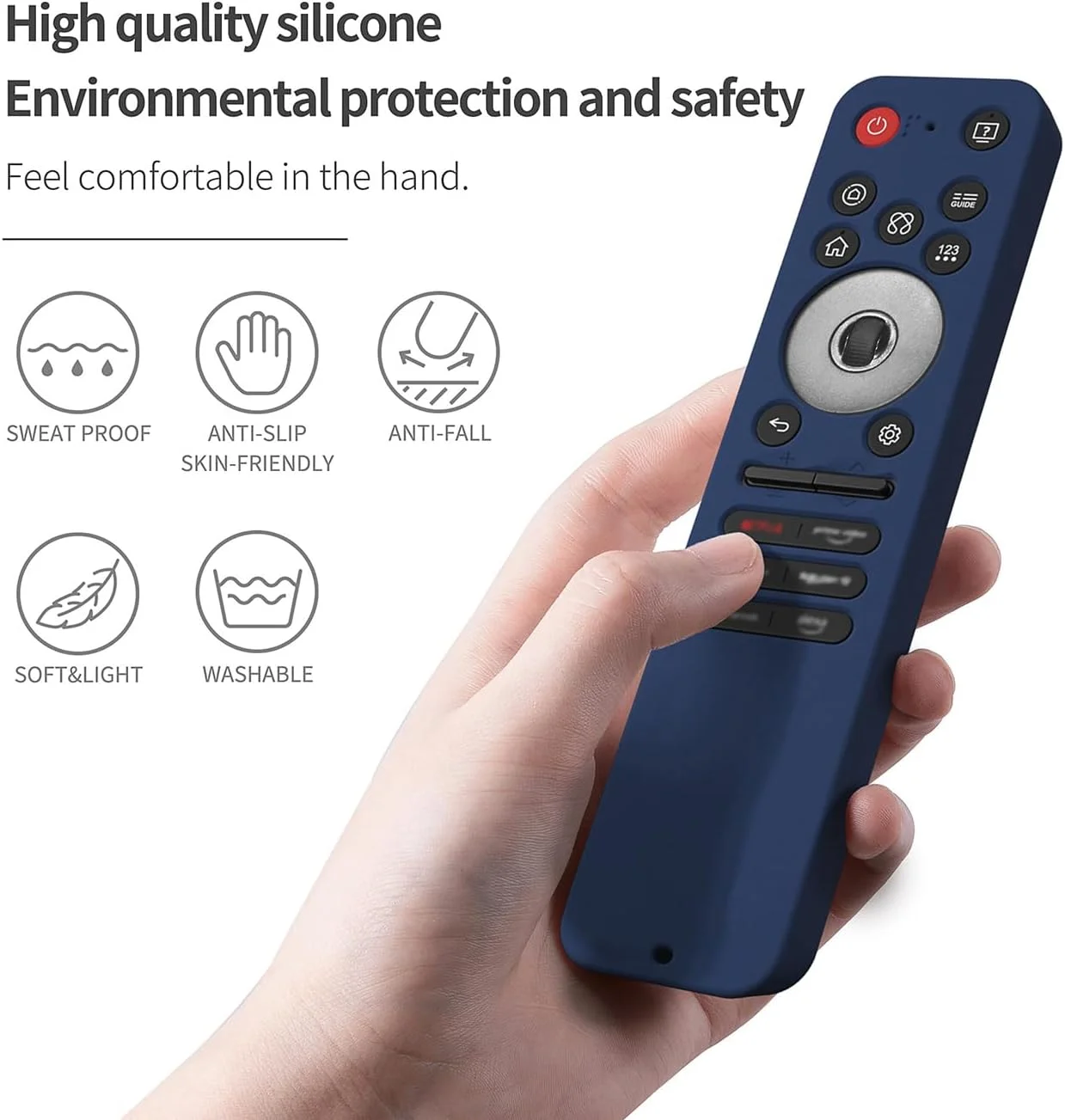 محافظ سیلیکونی ریموت کنترل AKSHFETH برای LG MR25GA، سازگار با تلویزیون های هوشمند OLED ال جی سری C5، B5، G5، M5 مدل 2025، همراه با بند (آبی تیره) محافظ سیلیکونی ریموت کنترل AKSHFETH برای LG MR25GA، سازگار با تلویزیون های هوشمند OLED ال جی سری C5، B5، G5، M5 مدل 2025، همراه با بند (آبی تیره)