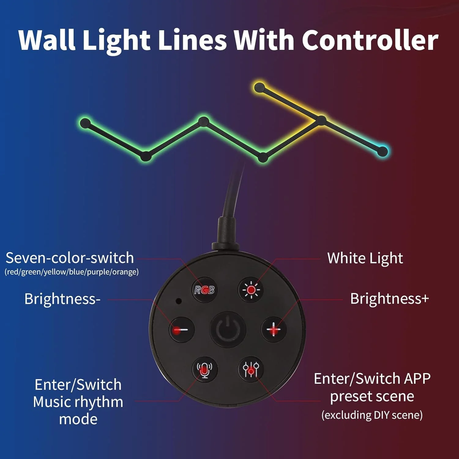 چراغ دیواری RGB نالاکال، چراغهای دکوراسیون منزل با نور پسزمینه، چراغهای گیمینگ LED DIY با قابلیت تغییر رنگ و اتصال هندسی، سازگار با الکسا و دستیار گوگل برای اتاق بازی، اتاق خواب (6 خط، مشکی) چراغ دیواری RGB نالاکال، چراغهای دکوراسیون منزل با نور پسزمینه، چراغهای گیمینگ LED DIY با قابلیت تغییر رنگ و اتصال هندسی، سازگار با الکسا و دستیار گوگل برای اتاق بازی، اتاق خواب (6 خط، مشکی)