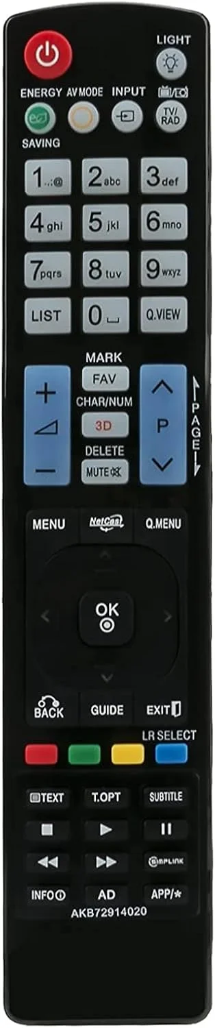 ریموت کنترل جایگزین Allimity AKB72914020 مناسب برای تلویزیون ال جی مدل های 55LW575S 50PZ550 52LD550 55LD650 55LE5400 55LE5500 55LEX8 32LE5400 42LD550 42LE5350 72LEX9 60LEX9 60LD550 60PK950 60PZ540 60PZ550 42LE5500
