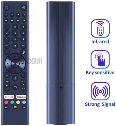 ریموت کنترل تلویزیون CLASS PRO جایگزین، سازگار با تمام تلویزیون های هوشمند اندروید-LCD-LED-4K-UHD Class Pro با دکمه های نتفلیکس و یوتیوب.