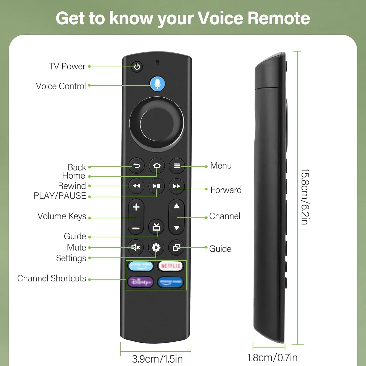 ریموت کنترل جایگزین برای AMZ Smart TV Stick (4k، نسل دوم، نسل سوم، Life)، برای AMZ Smart TV Cube (نسل اول، نسل دوم، نسل سوم)، برای AMZ Smart TV (Insignia، Pioneer)