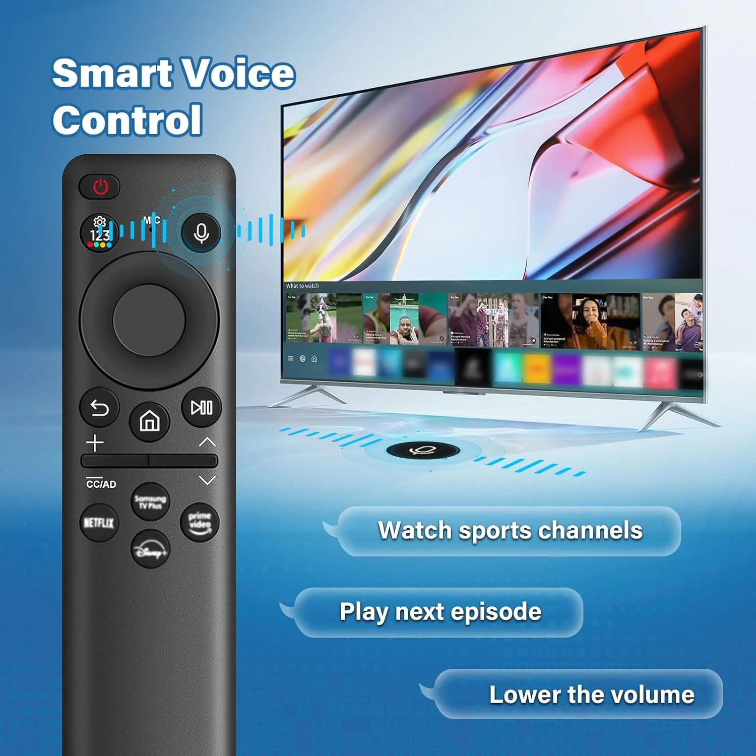 ریموت کنترل جایگزین برای سامسونگ، ریموت کنترل صوتی شارژ خورشیدی BN59-01432A برای تلویزیون هوشمند سامسونگ، ریموت کنترل های جهانی برای تلویزیون های سامسونگ سازگار با Neo LED Smart 2021-2023 سامسونگ