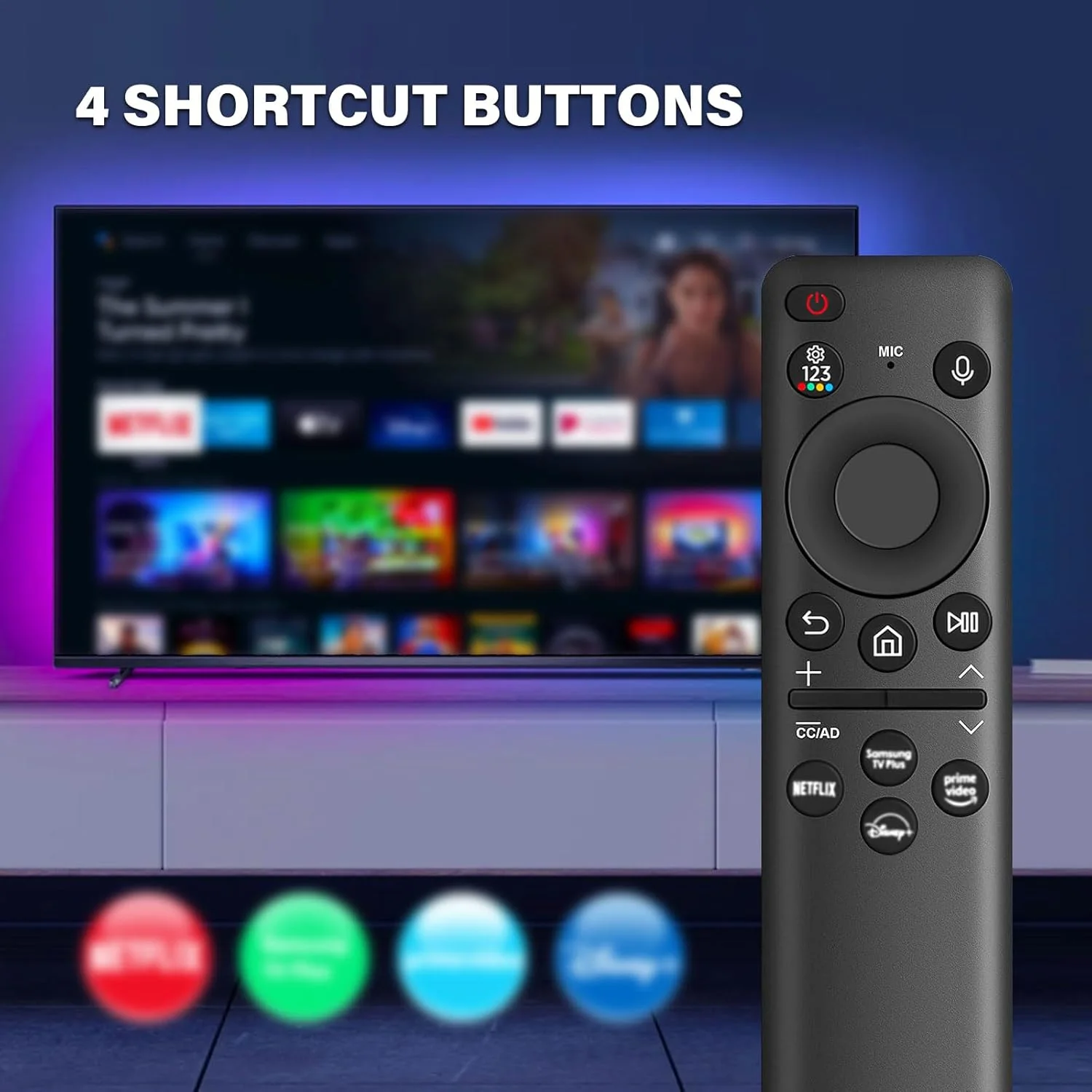 ریموت کنترل جایگزین برای سامسونگ، ریموت کنترل صوتی شارژ خورشیدی BN59-01432A برای تلویزیون هوشمند سامسونگ، ریموت کنترل های جهانی برای تلویزیون های سامسونگ سازگار با Neo LED Smart 2021-2023 سامسونگ