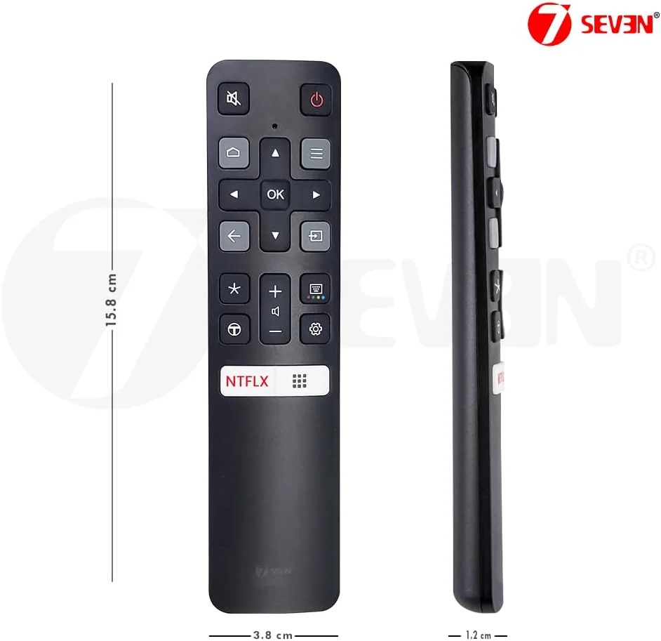 ریموت کنترل تلویزیون هوشمند 7-Seven TCL مدل RC802V سازگار با تلویزیون های TCL مدل های 55EP680 40A325 49S6500 55P8S 55P8 50P8 65P8 40S6500 43S6500FS 49S6800FS 49S6800 49S6510FS (بدون عملکرد Google Assist/Voice)