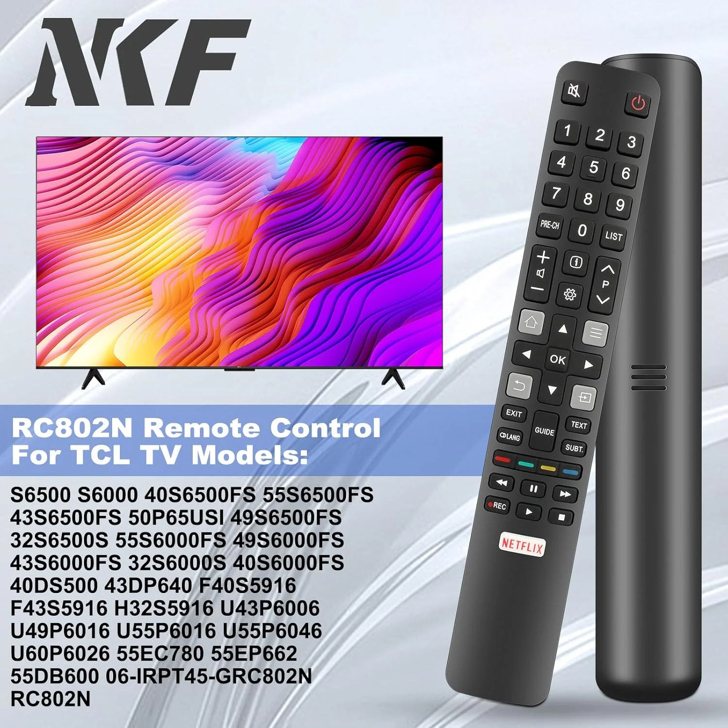 کنترل از راه دور NKF RC802N جایگزین کنترل تلویزیون TCL مدل های YLI2 32S6000S 40S6000FS 43S6000FS 49S6000FS