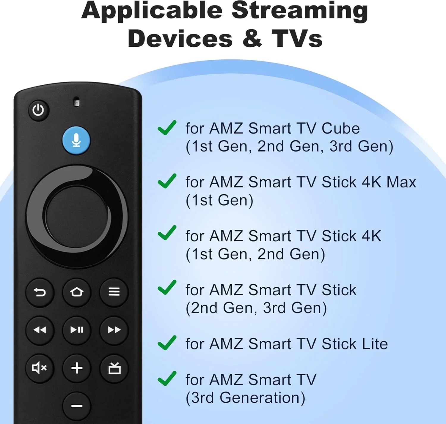 ریموت کنترل جایگزین LoLaSta مناسب برای AMZ Smart TVs Stick (نسل دوم/سوم)، برای Smart TVs Cube (نسل اول/دوم/سوم)، برای AMZ Smart TVs Stick Lite/4K M