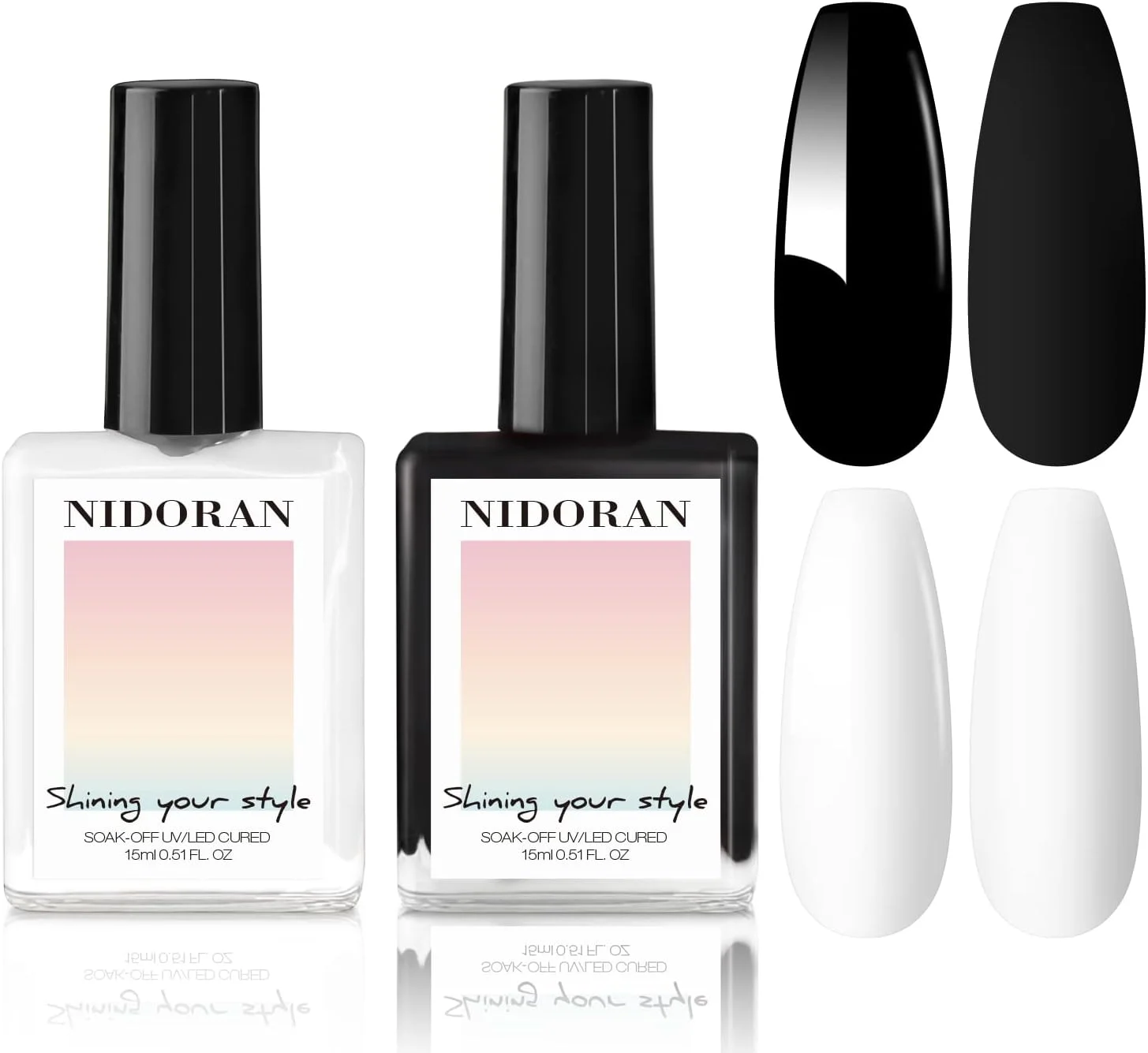 لاک ژل نیتاکو 15 میلی لیتر 2 عددی مشکی و سفید، لاک ژل خیساندنی UV LED، طراحی ناخن ژلی برای مبتدیان، مناسب برای استفاده در سالن و منزل لاک ژل نیتاکو 15 میلی لیتر 2 عددی مشکی و سفید، لاک ژل خیساندنی UV LED، طراحی ناخن ژلی برای مبتدیان، مناسب برای استفاده در سالن و منزل