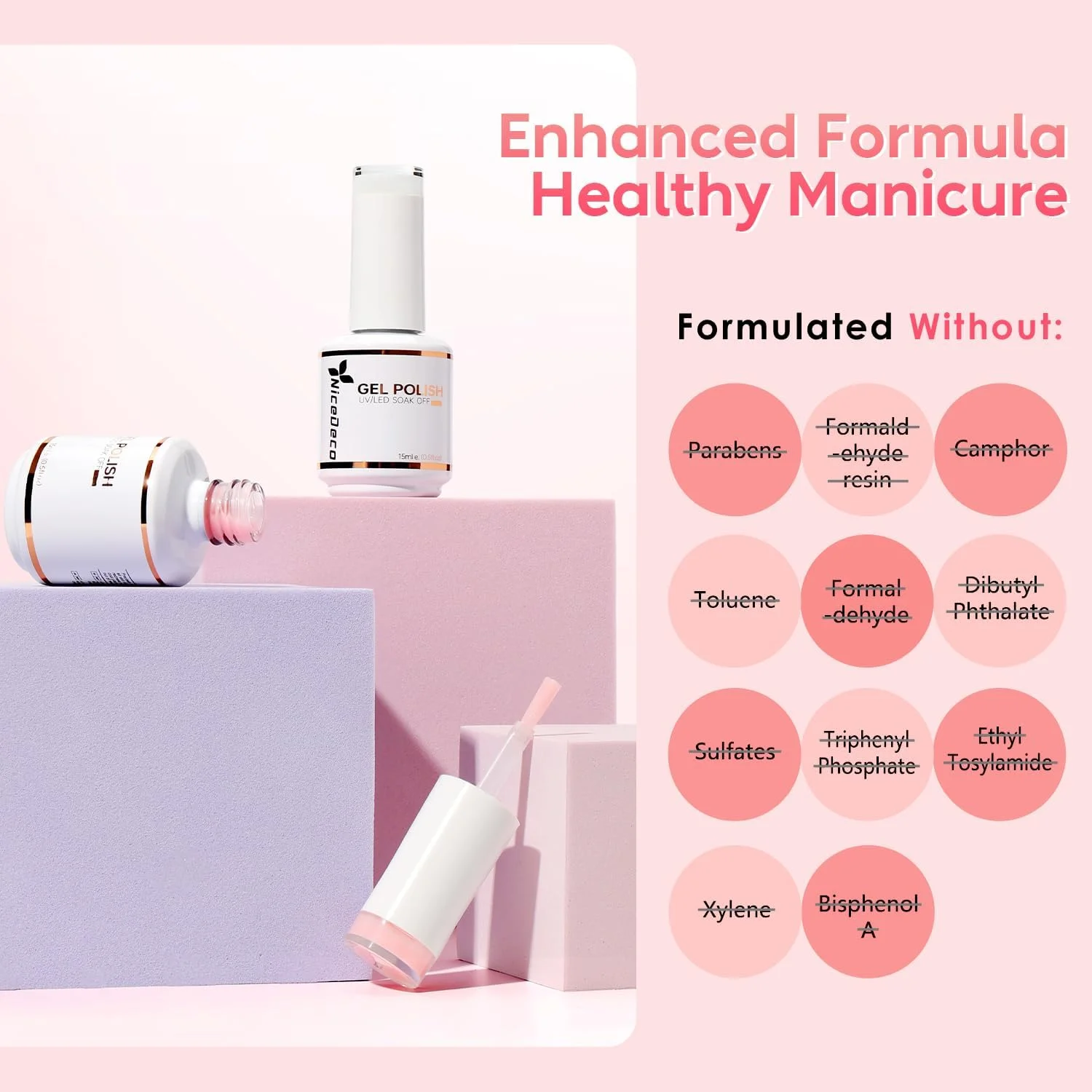 لاک ژل ناخن گیاهی بدون تست حیوانی Nicedeco Hema، دو عدد 15 میلی لیتر، رنگ سفید و صورتی، مناسب برای خشک کردن با LED و U V، کیت مانیکور خانگی DIY برای بانوان 2 در 1 لاک ژل ناخن گیاهی بدون تست حیوانی Nicedeco Hema، دو عدد 15 میلی لیتر، رنگ سفید و صورتی، مناسب برای خشک کردن با LED و U V، کیت مانیکور خانگی DIY برای بانوان 2 در 1