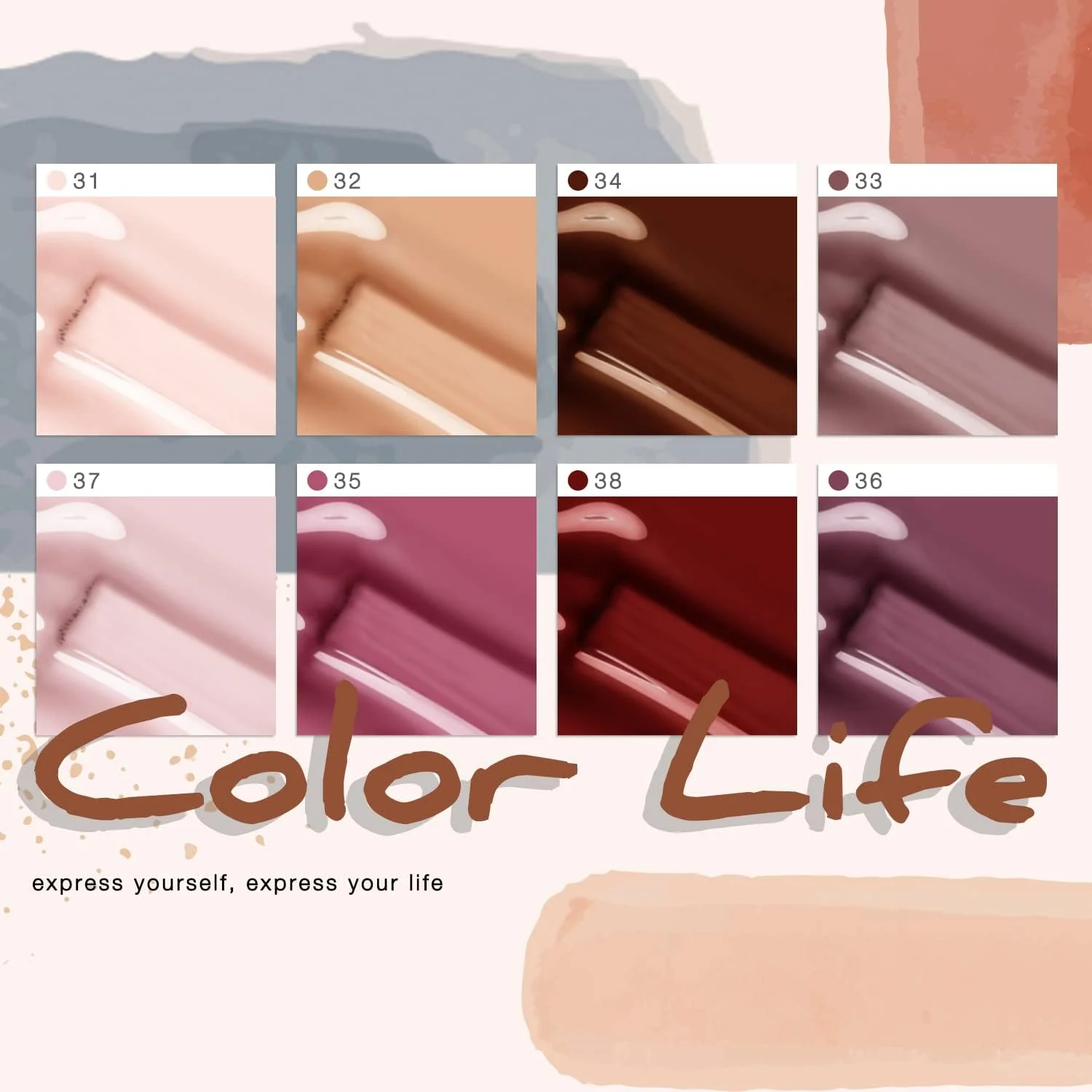 ست لاک ژل نیتاکو - 8 رنگ بهاری، کالباسی، صورتی، رنگ پوست، قهوه ای خنثی، لاک ژل خیساندنی، مناسب مانیکور، طراحی ناخن DIY، سالن و هدیه خانگی