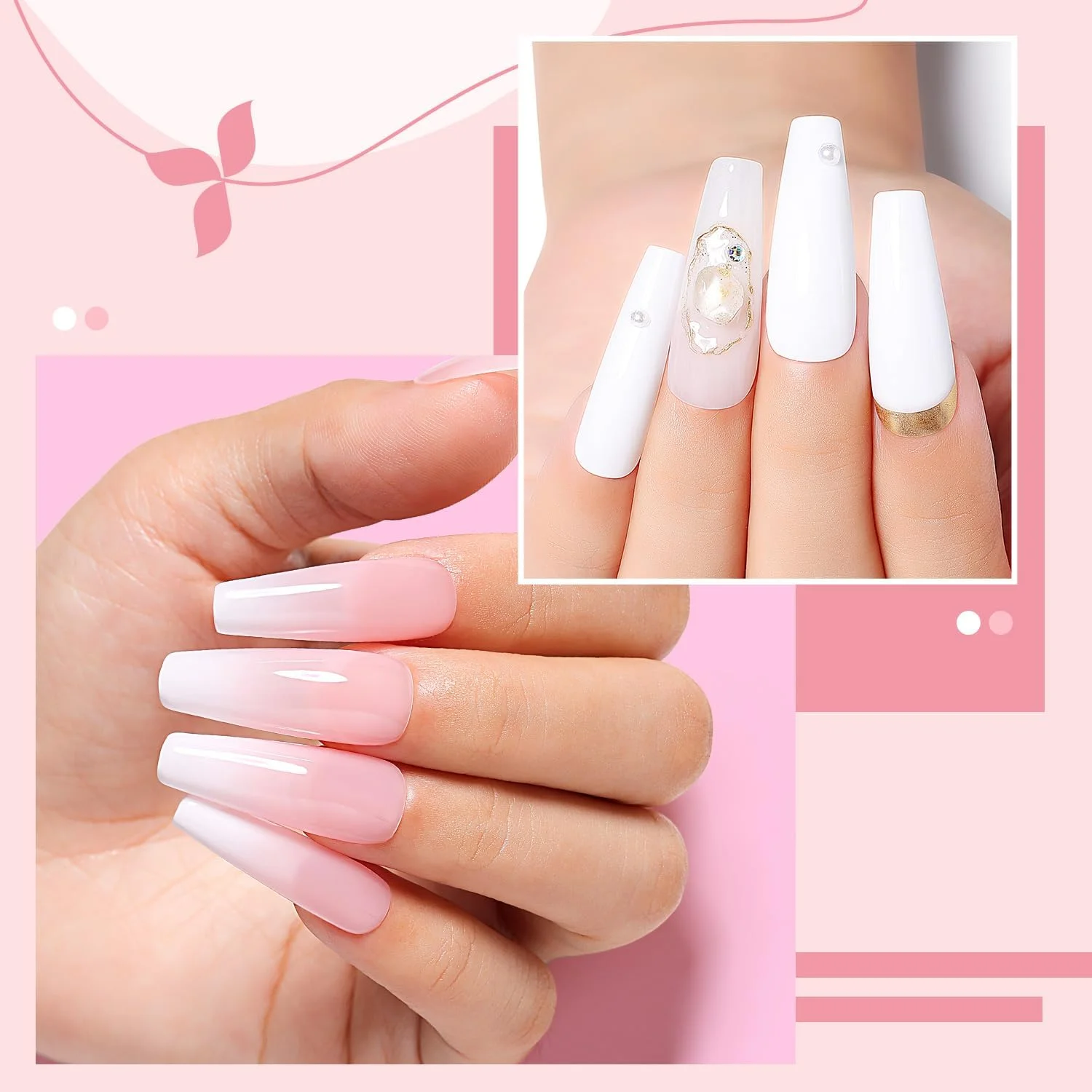 لاک ژل ناخن گیاهی بدون تست حیوانی Nicedeco Hema، دو عدد 15 میلی لیتر، رنگ سفید و صورتی، مناسب برای خشک کردن با LED و U V، کیت مانیکور خانگی DIY برای بانوان 2 در 1 لاک ژل ناخن گیاهی بدون تست حیوانی Nicedeco Hema، دو عدد 15 میلی لیتر، رنگ سفید و صورتی، مناسب برای خشک کردن با LED و U V، کیت مانیکور خانگی DIY برای بانوان 2 در 1