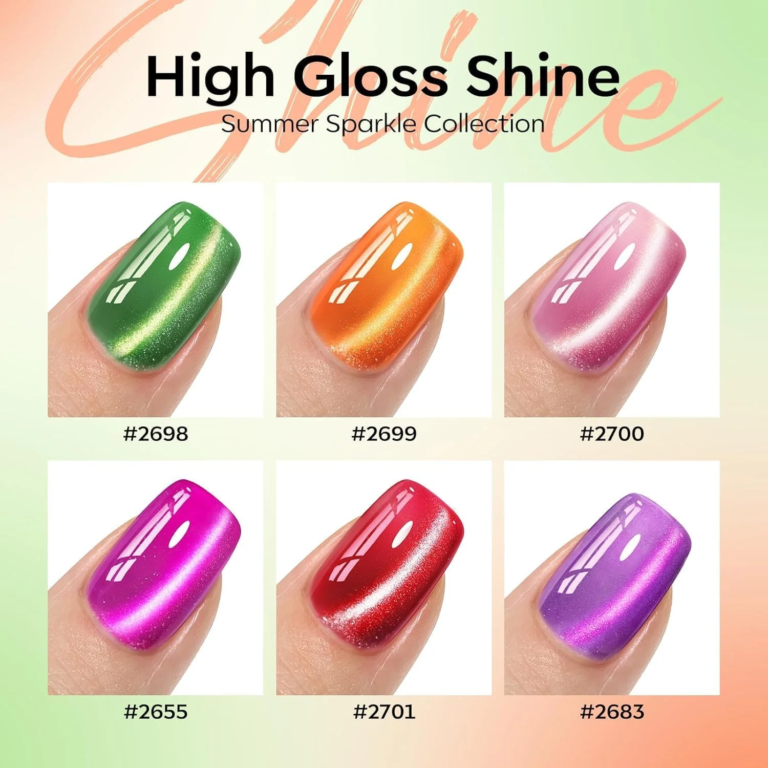 ست لاک ژل چشم گربه ای مدلونز، 6 رنگ نئون کهکشانی صورتی سرخابی نارنجی انگوری بنفش قرمز سبز 9D لاک ژل اکلیلی چشم گربه ای با آهنربا تم میوه تابستانی خیساندن LED هدیه DIY یونیسکس ست لاک ژل چشم گربه ای مدلونز، 6 رنگ نئون کهکشانی صورتی سرخابی نارنجی انگوری بنفش قرمز سبز 9D لاک ژل اکلیلی چشم گربه ای با آهنربا تم میوه تابستانی خیساندن LED هدیه DIY یونیسکس