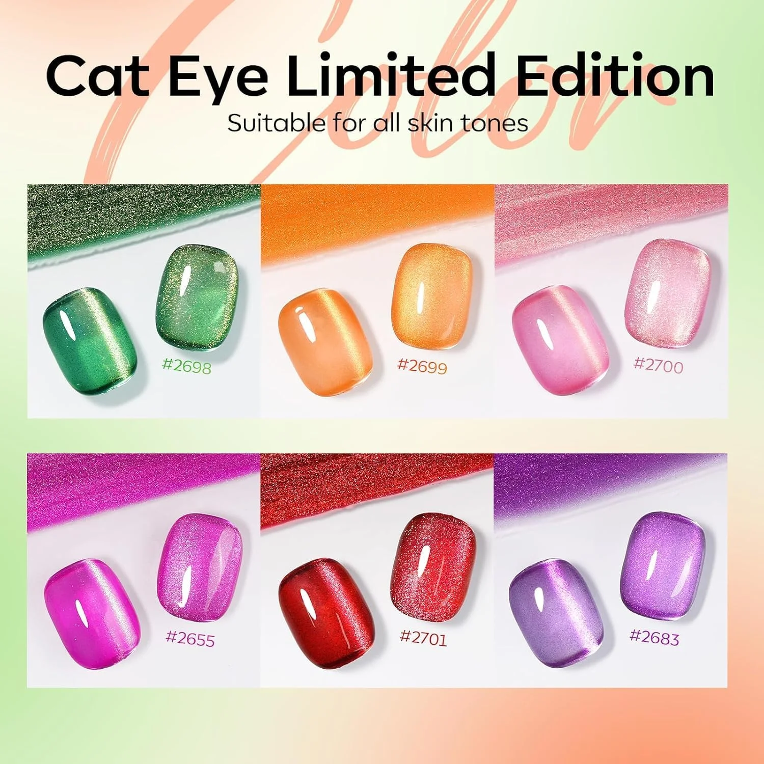 ست لاک ژل چشم گربه ای مدلونز، 6 رنگ نئون کهکشانی صورتی سرخابی نارنجی انگوری بنفش قرمز سبز 9D لاک ژل اکلیلی چشم گربه ای با آهنربا تم میوه تابستانی خیساندن LED هدیه DIY یونیسکس ست لاک ژل چشم گربه ای مدلونز، 6 رنگ نئون کهکشانی صورتی سرخابی نارنجی انگوری بنفش قرمز سبز 9D لاک ژل اکلیلی چشم گربه ای با آهنربا تم میوه تابستانی خیساندن LED هدیه DIY یونیسکس