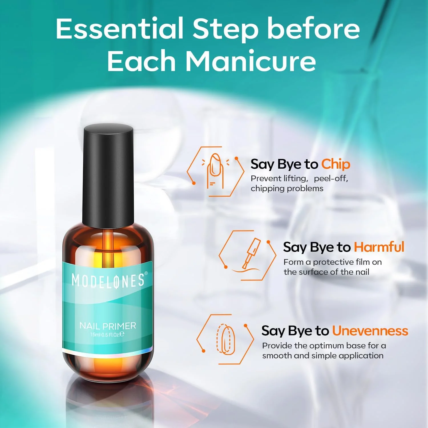 پرایمر 15 میلی لیتری Modelones برای لاک ژل - بدون ایجاد حباب، آماده سازی، بدون اسید، خشک شدن سریع با هوا برای پودر اکریلیک - ست لوازم ناخن پرایمر 15 میلی لیتری Modelones برای لاک ژل - بدون ایجاد حباب، آماده سازی، بدون اسید، خشک شدن سریع با هوا برای پودر اکریلیک - ست لوازم ناخن