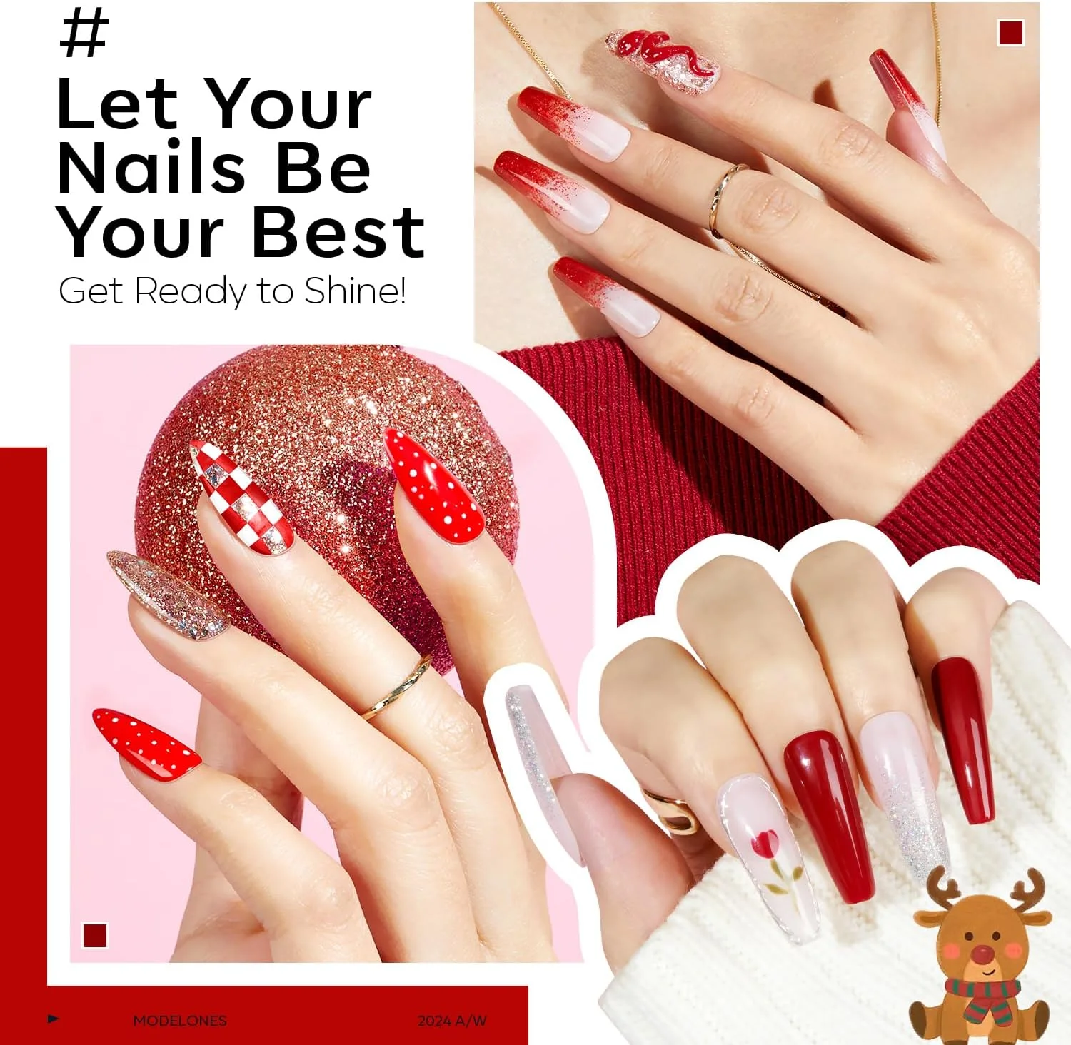 ست لاک ژل مدلونز - 6 رنگ قرمز، لاک ژل اکلیلی قرمز، لاک ژل بورگاندی براق، لاک ژل قرمز خونی، مانیکور ژلی، هدیه هنر ناخن سالن DIY