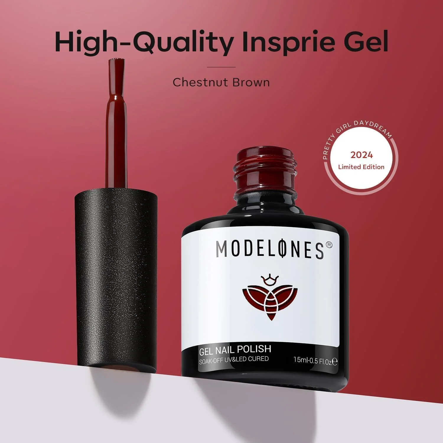 لاک ژل قرمز بورگاندی Modelones، 15 میلی لیتر، لاک ناخن قرمز، لاک ژل رز تیره بورگاندی روشن، لاک ژل خیساندنی، هنر ناخن، مانیکور، هدیه DIY سالن زنانه