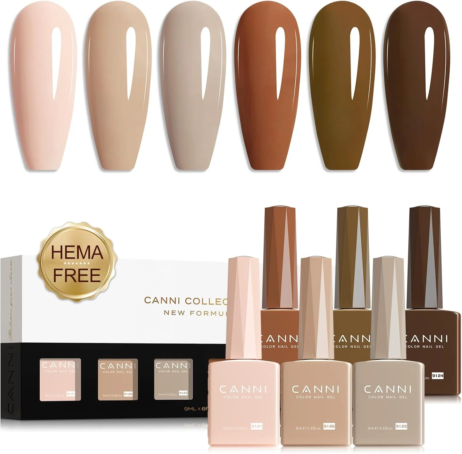 لاک ژل قهوه ای Nude CANNI - ست لاک ژل 6 رنگ 9 میلی لیتری رنگ پوست قهوه ای، Nude، شاه بلوط برشته شده، بژ خاکی، مناسب مانیکور DIY ناخن در سالن زمستانی لاک ژل قهوه ای Nude CANNI - ست لاک ژل 6 رنگ 9 میلی لیتری رنگ پوست قهوه ای، Nude، شاه بلوط برشته شده، بژ خاکی، مناسب مانیکور DIY ناخن در سالن زمستانی