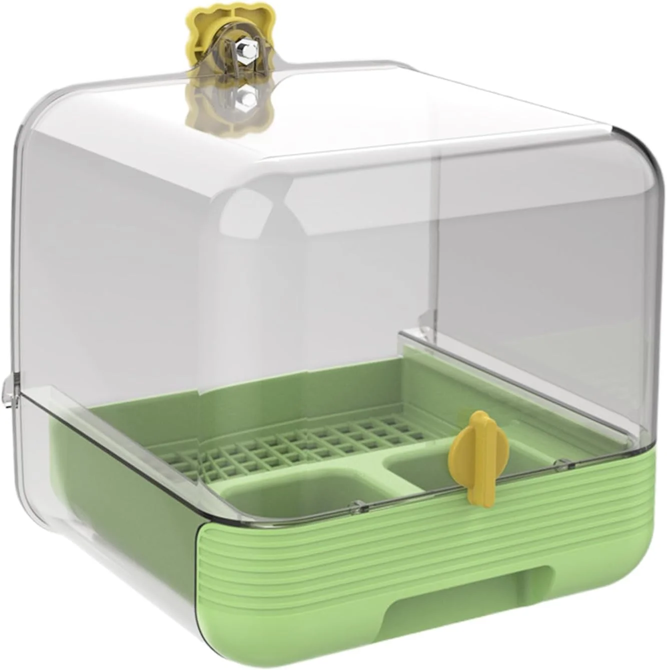 حمام پرنده طوطی | ظرف غذای کشویی طوطی برای قفس | کاسه شفاف 2 در 1 با قابلیت تمیز کردن سریع، ظرف غذا برای حیاط، باغ، فضای باز، حیوانات خانگی، داخل خانه