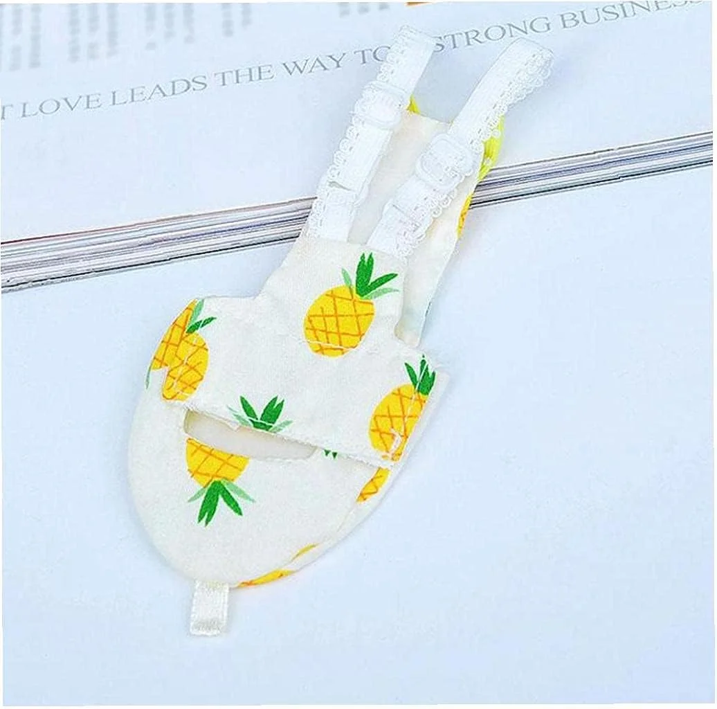 پوشک پرنده پاکی، لباس پرواز، آستر قابل شستشو و استفاده مجدد، لباس محافظ طوطی با لایه داخلی ضد آب، طرح آناناس زیبا