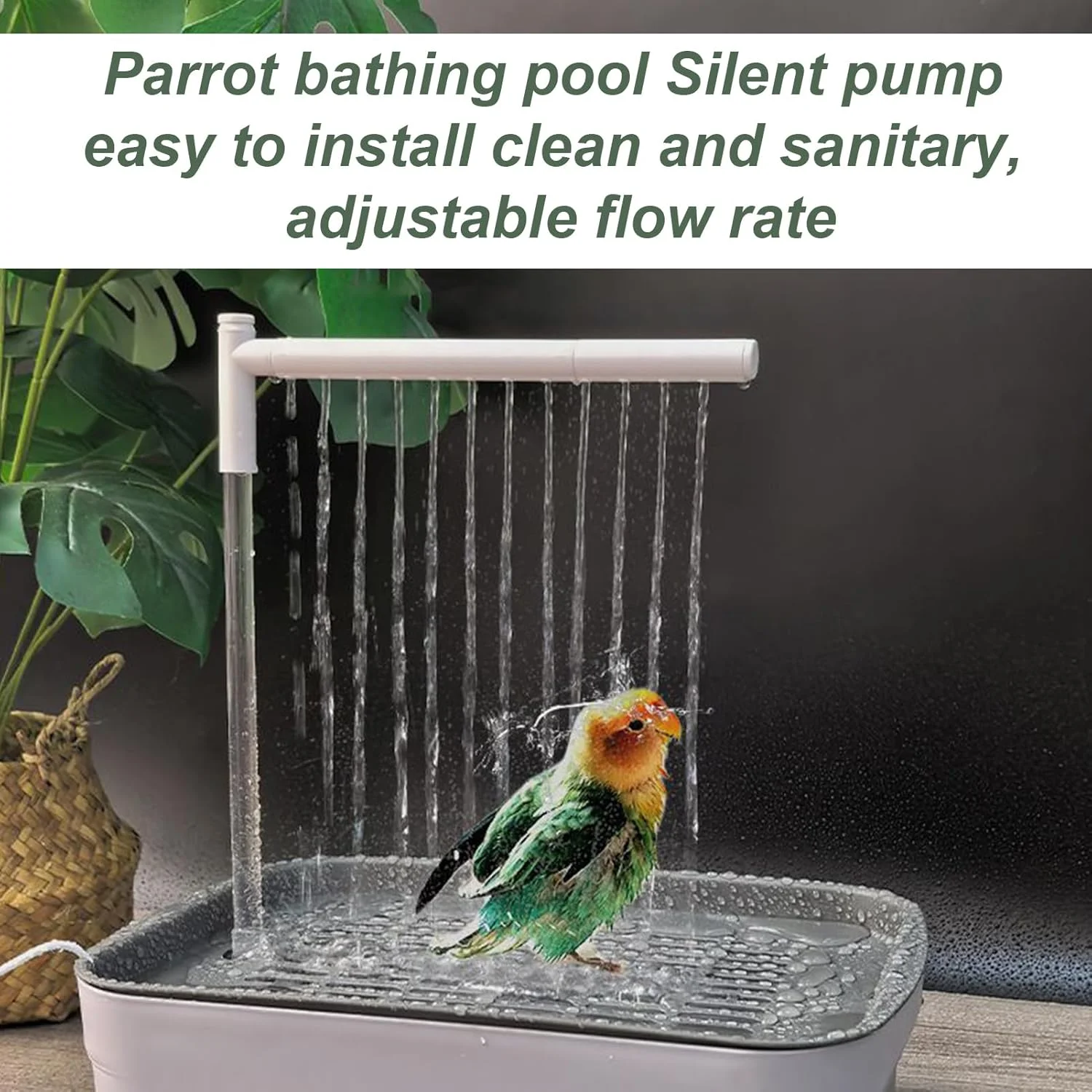 حمام پرنده خانگی، حمام اتوماتیک طوطی | وان قابل شارژ با شیر آب چرخشی، لوازم حمام حیوانات خانگی برای طوطی های کوچک و متوسط