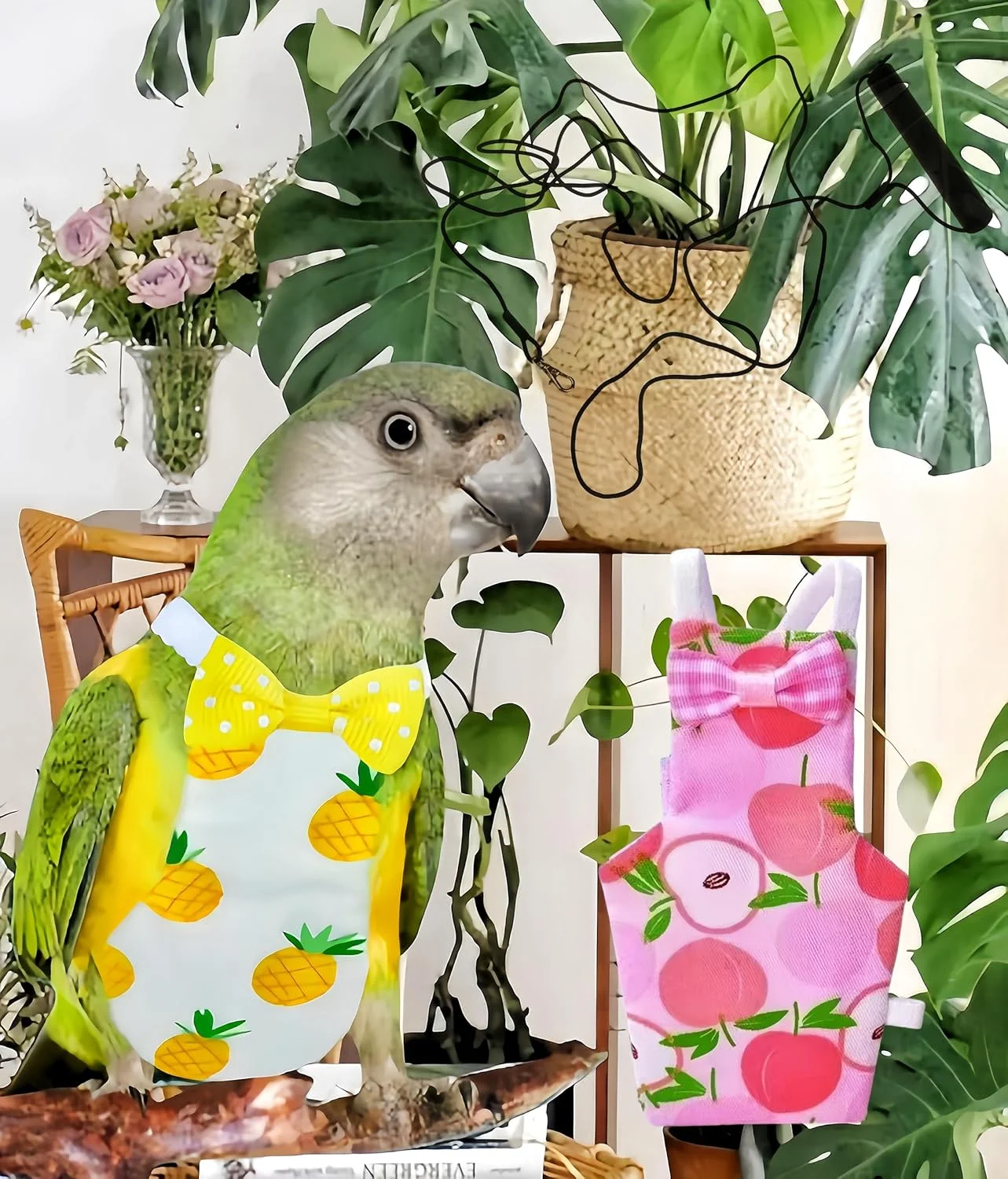 ست پوشک پرنده Magnoloran شامل 2 عدد پوشک پرنده، لباس پرواز و افسار پرواز 80 اینچی، پوشک قابل استفاده مجدد طوطی با لایه داخلی ضد آب برای کوکاتیل، مرغ عشق، کانور، پاراکیت و کبوتر - سیب و آناناس ست پوشک پرنده Magnoloran شامل 2 عدد پوشک پرنده، لباس پرواز و افسار پرواز 80 اینچی، پوشک قابل استفاده مجدد طوطی با لایه داخلی ضد آب برای کوکاتیل، مرغ عشق، کانور، پاراکیت و کبوتر - سیب و آناناس