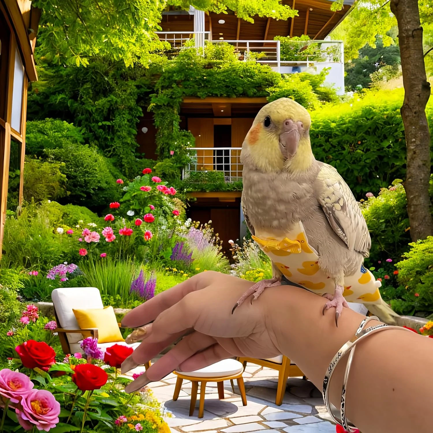 ست 5 عددی پوشک پرنده Magnoloran، لباس پرواز و مهار پرنده، پوشک قابل استفاده مجدد طوطی با لایه داخلی ضد آب، لباس ادرار شویی زیبا برای عروس هلندی، کانور، مرغ عشق، ماکائو، پاراکیت، سایز M