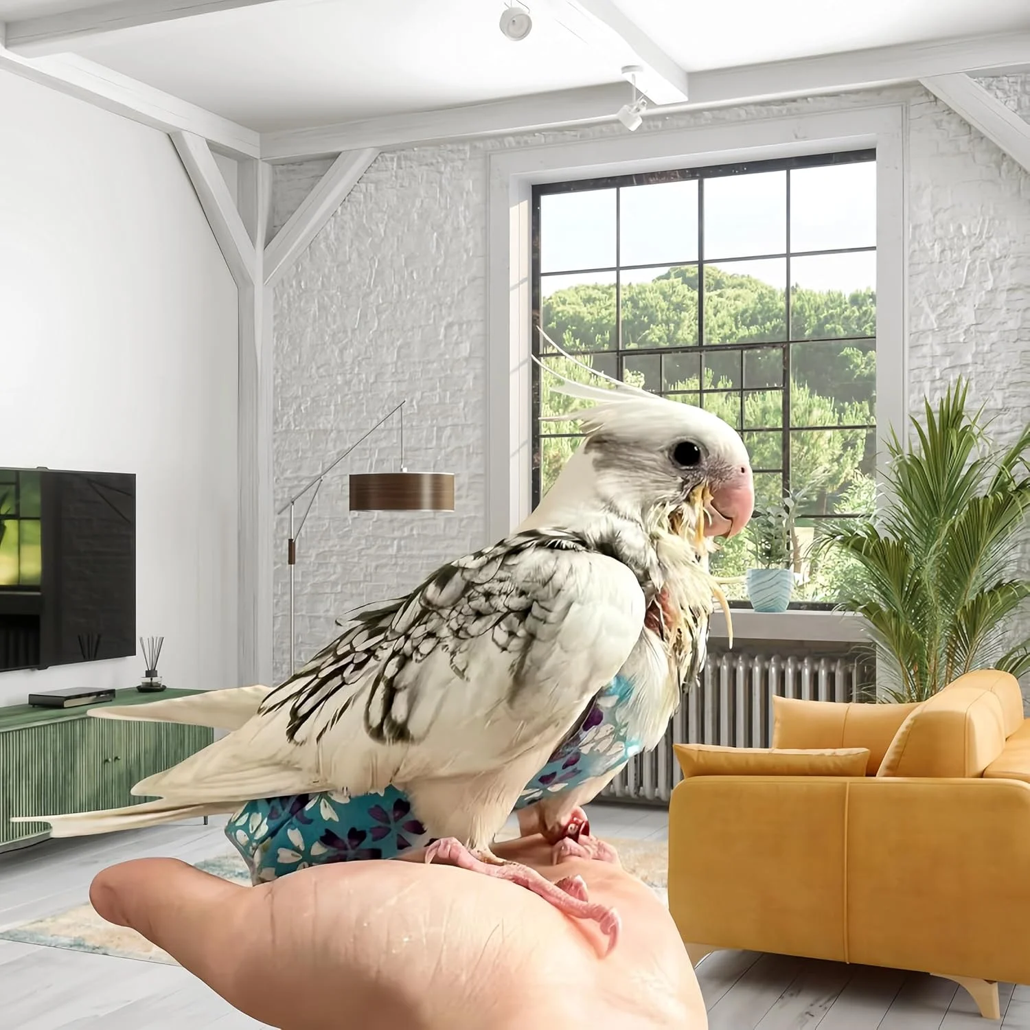 ست پوشک پرنده و افسار پرواز Magnoloran، شامل 2 عدد پوشک پرنده با افسار پرواز 80 اینچی، پوشک قابل استفاده مجدد طوطی با لایه داخلی ضد آب برای عروس هلندی، مرغ عشق، کانور، پاراکیت و لاوبرد - آبی تیره و روشن