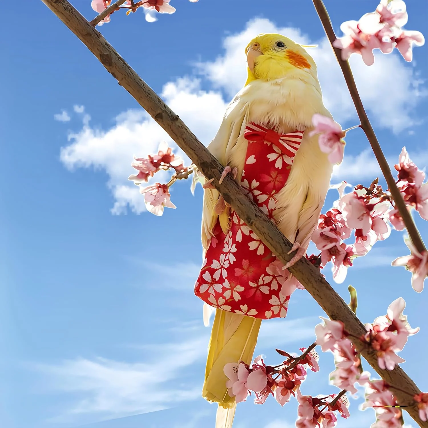 Magnoloran 2 عدد پوشک پرنده، لباس پرواز هارنس پرنده با بند پرواز 80 اینچی، پوشک طوطی قابل استفاده مجدد با لایه داخلی ضد آب برای عروس هلندی، مرغ عشق، کانور، پاراکیت، مرغ عشق - قرمز و سبز